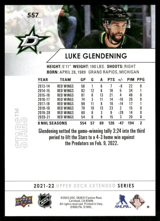 2021-22 Upper Deck #557 Luke Glendening