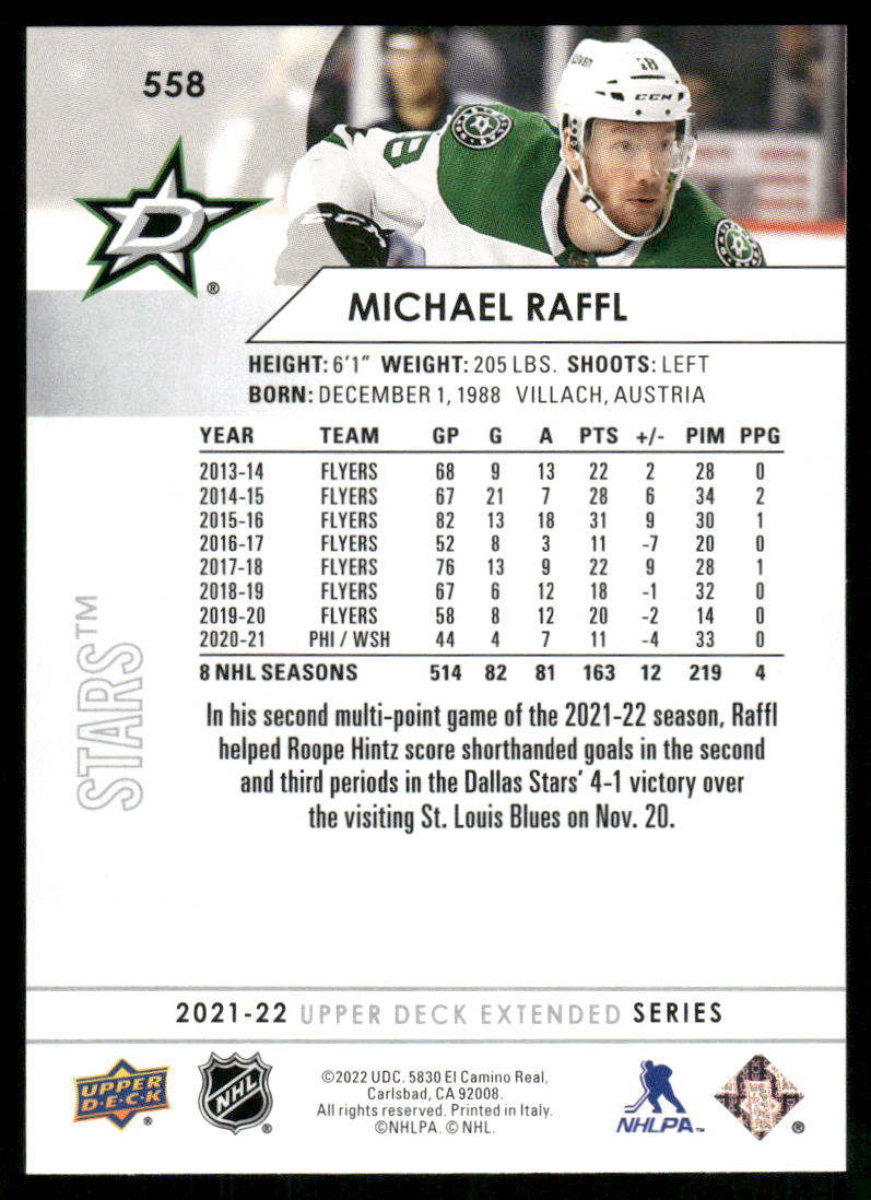 2021-22 Upper Deck #558 Michael Raffl