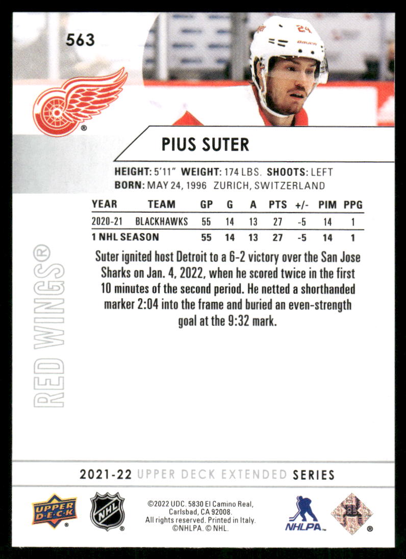 2021-22 Upper Deck #563 Pius Suter