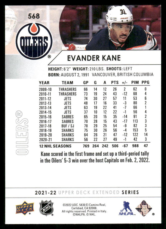 2021-22 Upper Deck #568 Evander Kane