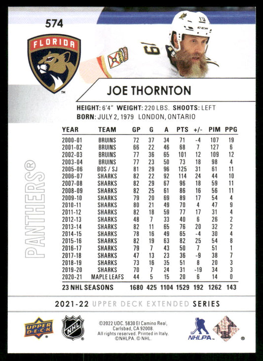 2021-22 Upper Deck #574 Joe Thornton
