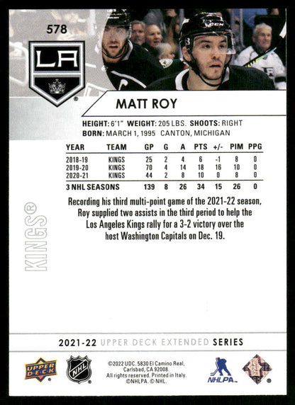 2021-22 Upper Deck #578 Matt Roy