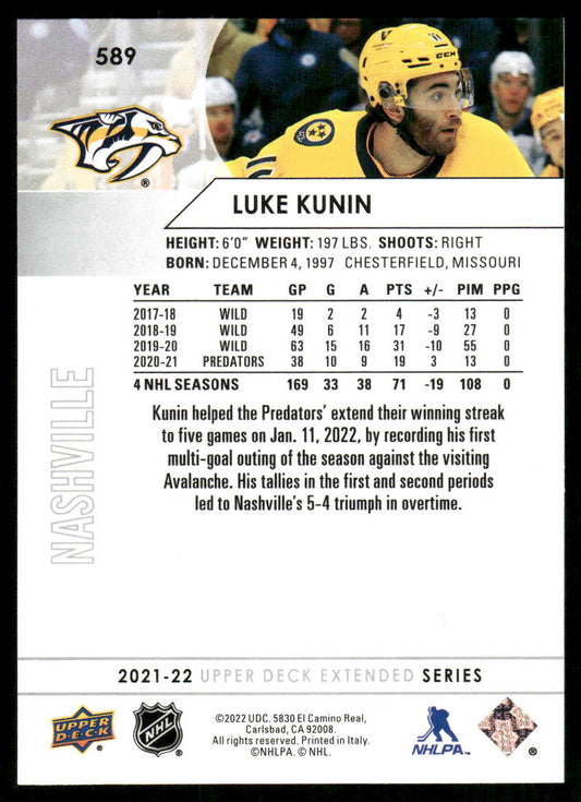 2021-22 Upper Deck #589 Luke Kunin