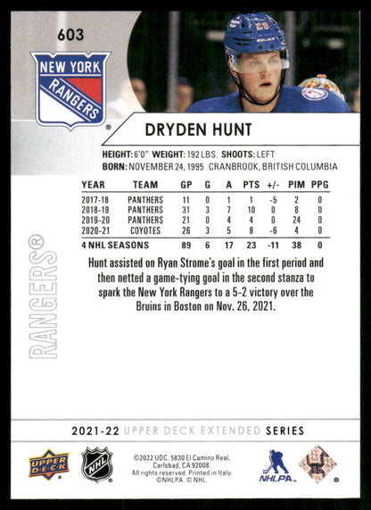 2021-22 Upper Deck #603 Dryden Hunt