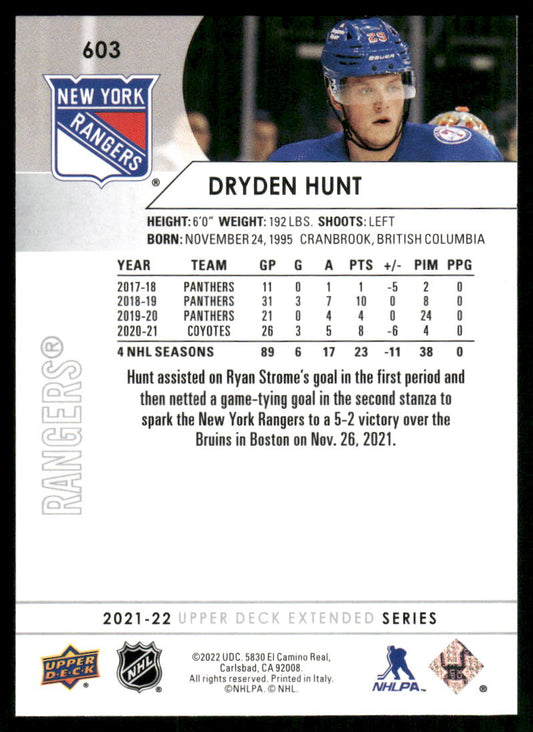 2021-22 Upper Deck #603 Dryden Hunt