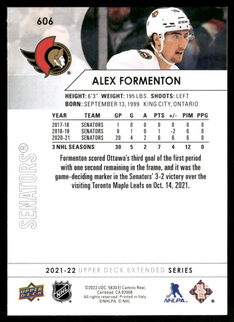 2021-22 Upper Deck #606 Alex Formenton