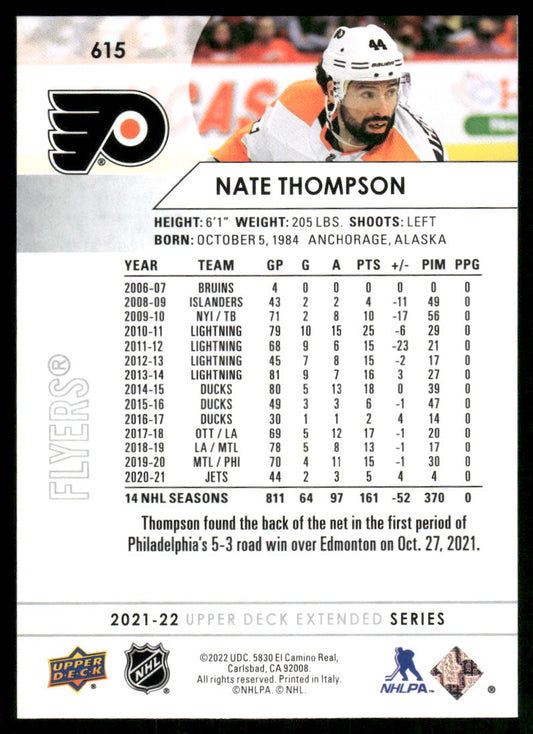 2021-22 Upper Deck #615 Nate Thompson