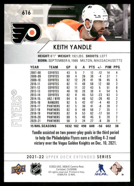 2021-22 Upper Deck #616 Keith Yandle