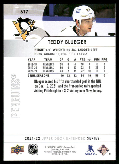 2021-22 Upper Deck #617 Teddy Blueger