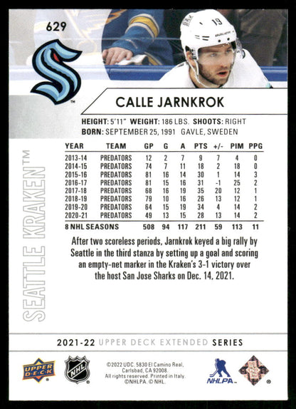 2021-22 Upper Deck #629 Calle Jarnkrok