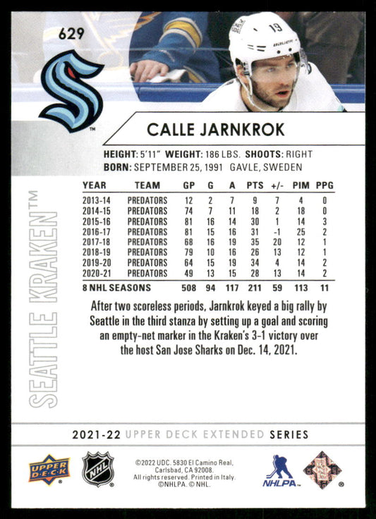 2021-22 Upper Deck #629 Calle Jarnkrok