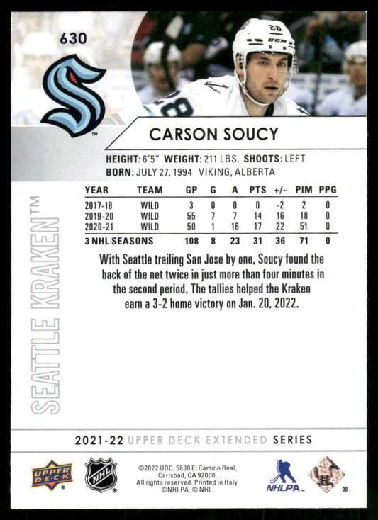 2021-22 Upper Deck #630 Carson Soucy