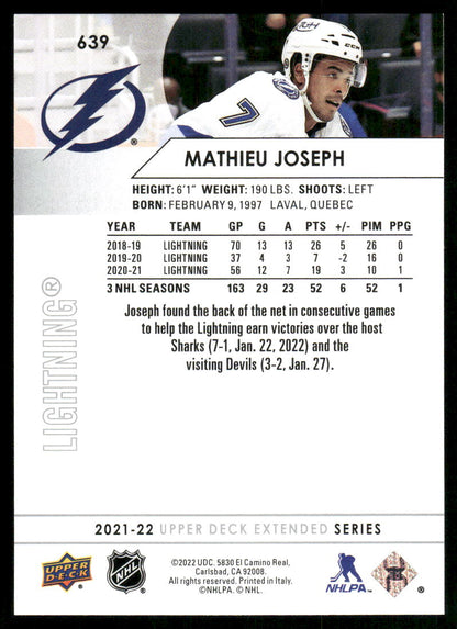 2021-22 Upper Deck #639 Mathieu Joseph