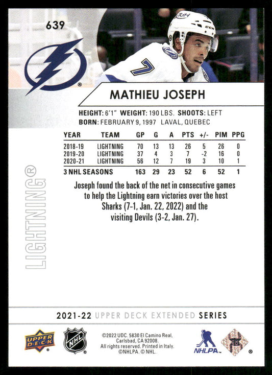 2021-22 Upper Deck #639 Mathieu Joseph