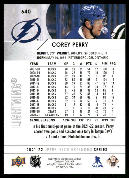 2021-22 Upper Deck #640 Corey Perry