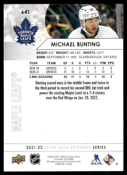 2021-22 Upper Deck #641 Michael Bunting