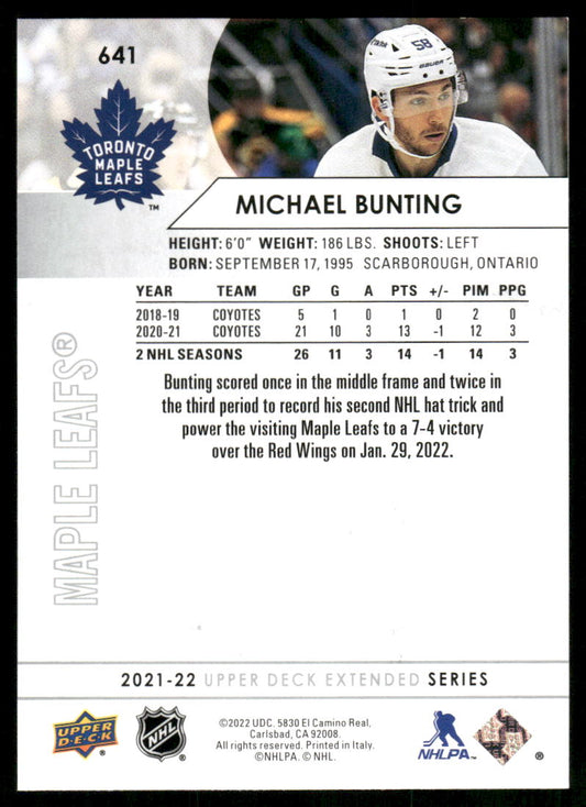 2021-22 Upper Deck #641 Michael Bunting