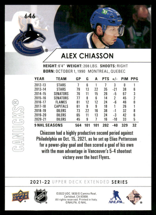 2021-22 Upper Deck #646 Alex Chiasson
