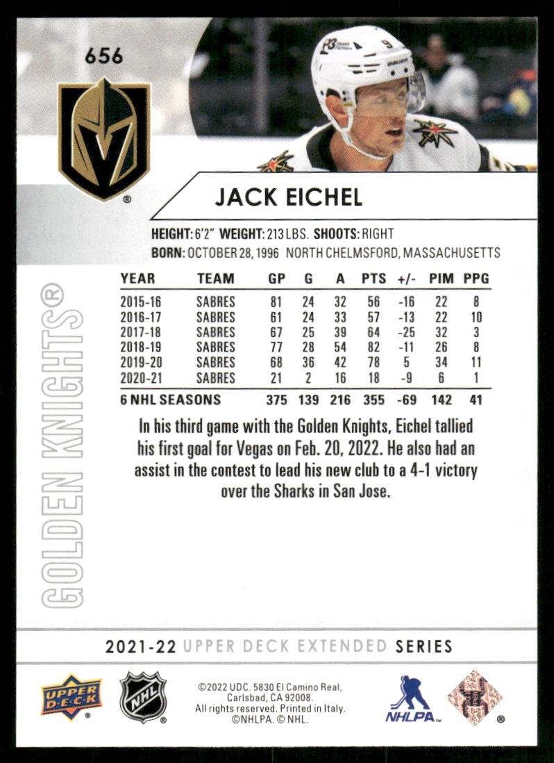 2021-22 Upper Deck #656 Jack Eichel