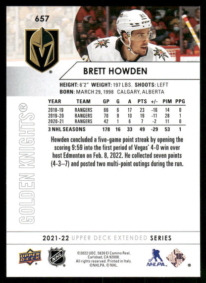 2021-22 Upper Deck #657 Brett Howden