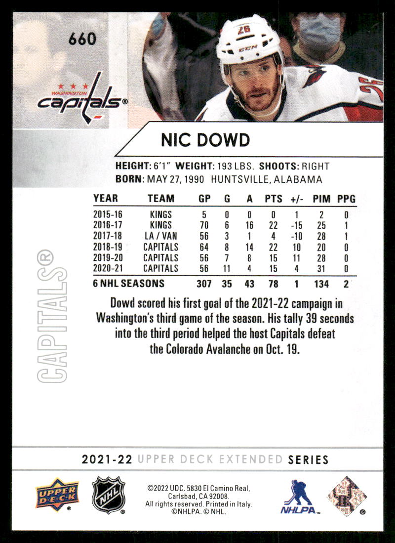 2021-22 Upper Deck #660 Nic Dowd