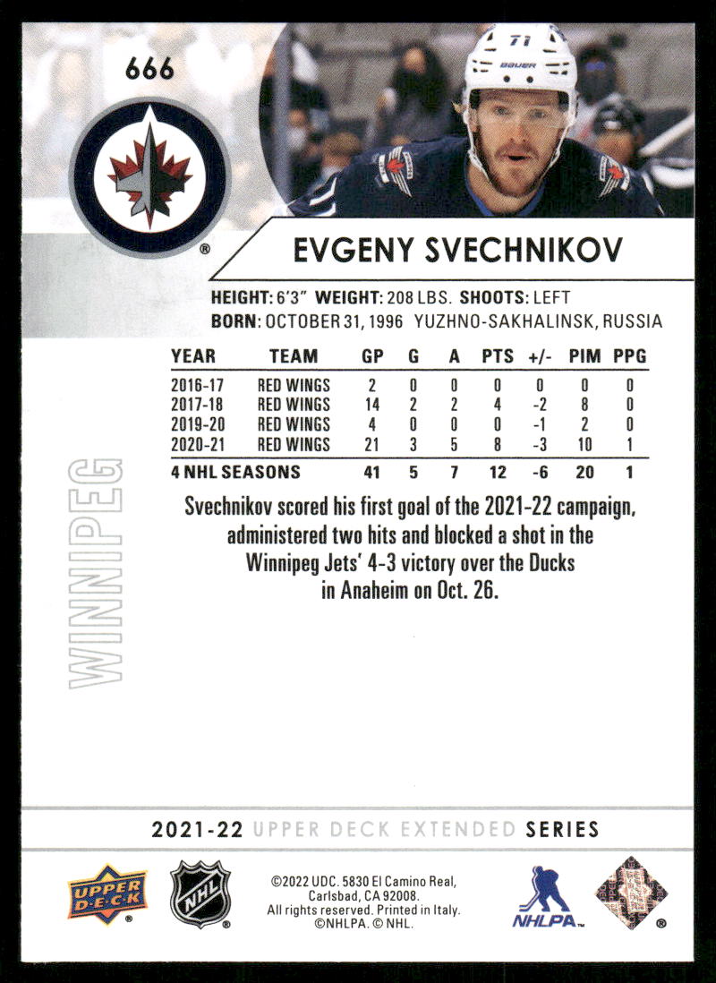 2021-22 Upper Deck #666 Evgeny Svechnikov