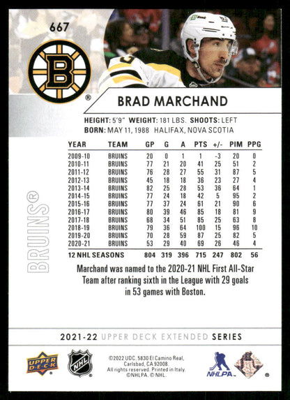 2021-22 Upper Deck #667 Brad Marchand