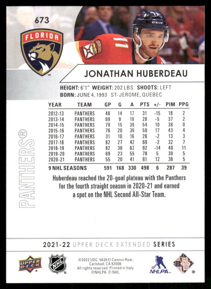 2021-22 Upper Deck #673 Jonathan Huberdeau