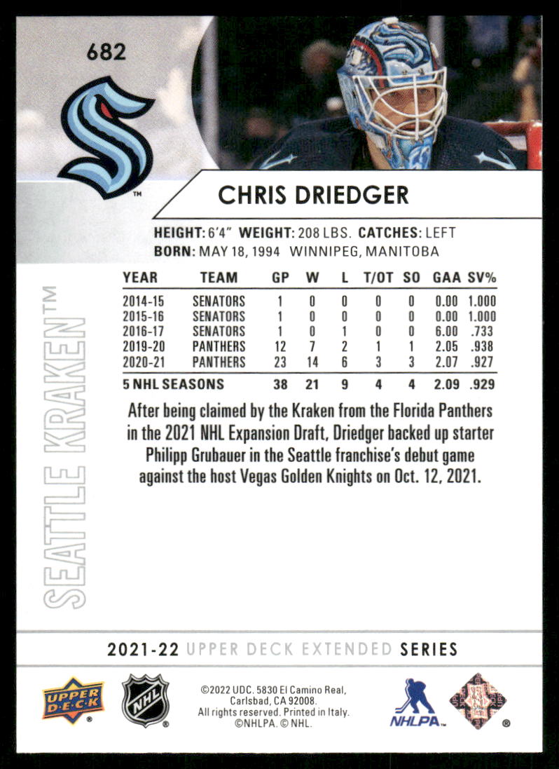 2021-22 Upper Deck #682 Chris Driedger