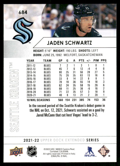 2021-22 Upper Deck #684 Jaden Schwartz