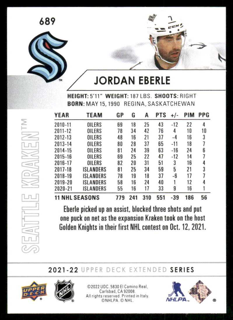 2021-22 Upper Deck #689 Jordan Eberle