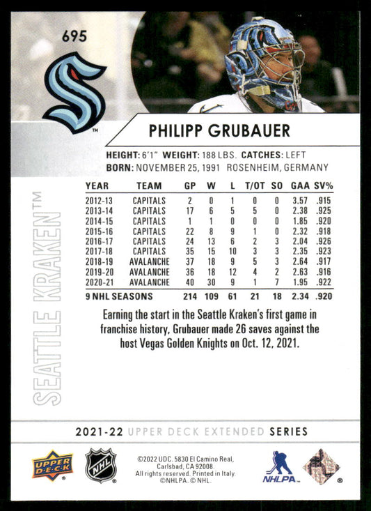 2021-22 Upper Deck #695 Philipp Grubauer