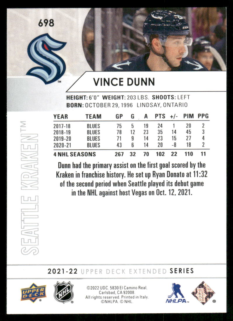 2021-22 Upper Deck #698 Vince Dunn