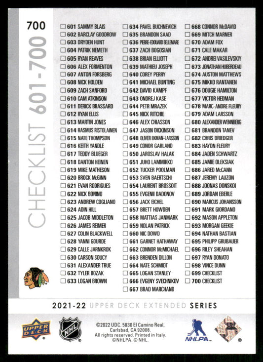 2021-22 Upper Deck #700 Seth Jones / Marc-Andre Fleury French