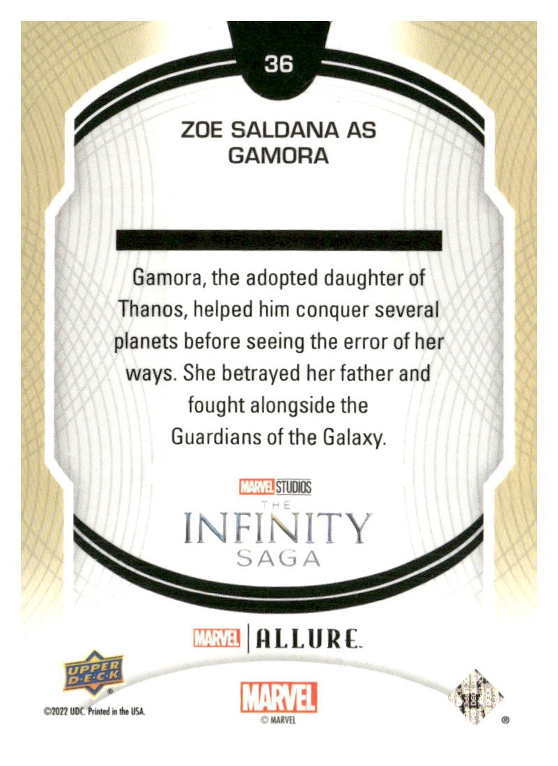 2022 Upper Deck Allure Marvel Studios #36 Zoe Saldana as Gamora