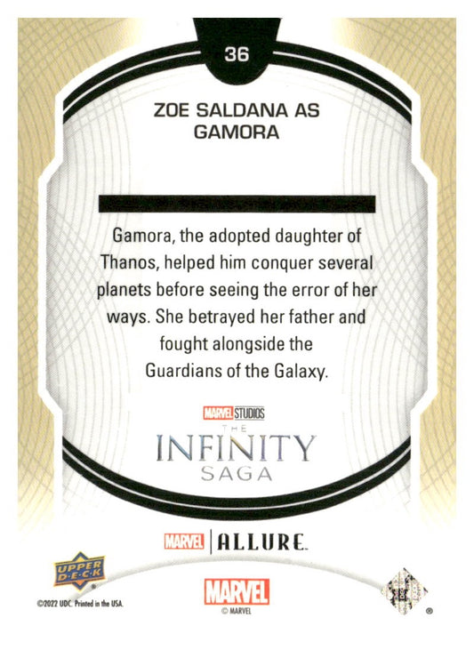 2022 Upper Deck Allure Marvel Studios #36 Zoe Saldana as Gamora