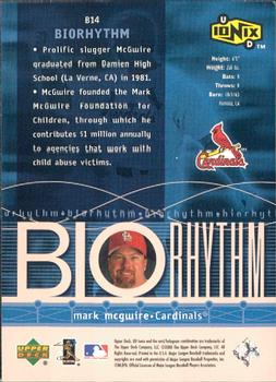 2000 Upper Deck IoNix Mark Mcgwire BioRhythm #B14 St Louis Cardinals