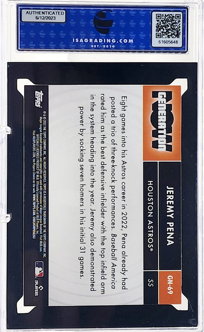 2022 Topps Update JEREMY PENA BLUE FOIL RC #GN-69 Houston Astros ISA 9 Mint