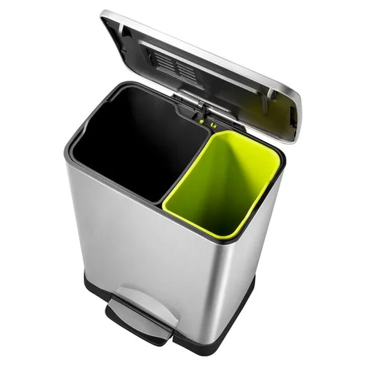 Neocube 50 Liter Dual Compartment 28 Liter and 18 Liter Stainless Steel Recycle and Trash Bin