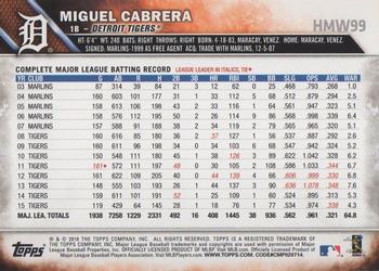 2016 Topps Holiday  #HMW99 - Miguel Cabrera - Detroit Tigers