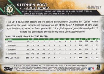 2016 Topps Holiday #HMW187 - Stephen Vogt - Oakland Athletics