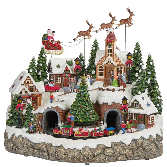 Snowy Holiday Village Centerpiece