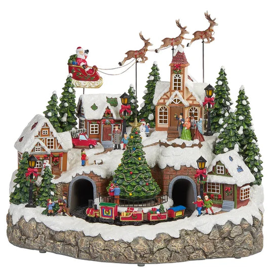 Snowy Holiday Village Centerpiece