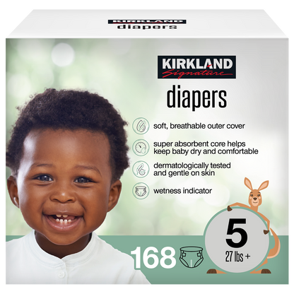 Kirkland Signature Diapers Size 5 (27lbs+) 168 CT