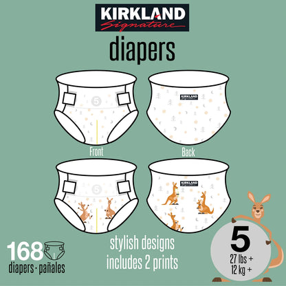 Kirkland Signature Diapers Size 5 (27lbs+) 168 CT