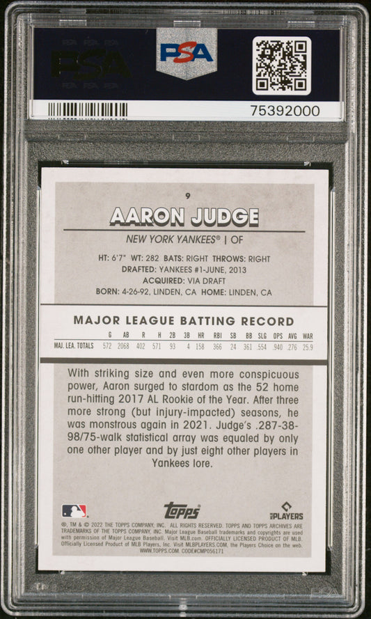 2022 Topps Archives Snapshot Aaron Judge Yankees #9 PSA 9 Mint