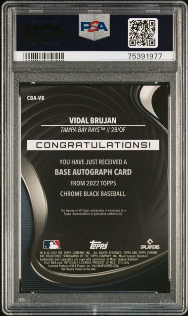 2022 Topps Chrome BLACK Rookie RC #CBA-VB On-Card Auto VIDAL BRUJAN PSA GEM Mint 10