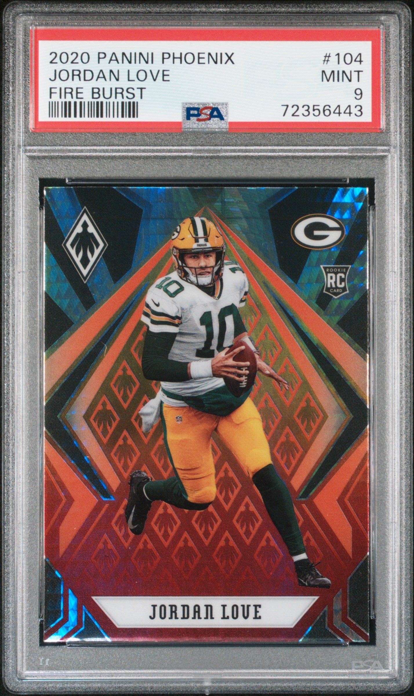 2020 Panini Phoenix Fire Burst Jordan Love #104 Green Bay Packers PSA 9 Gem Mint