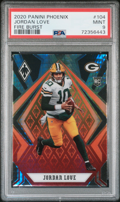 2020 Panini Phoenix Fire Burst Jordan Love #104 Green Bay Packers PSA 9 Gem Mint