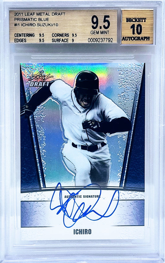 2011 Leaf Metal Draft Prismatic Blue Ichiro Suzuki On Card Auto BGS 9.5 /10